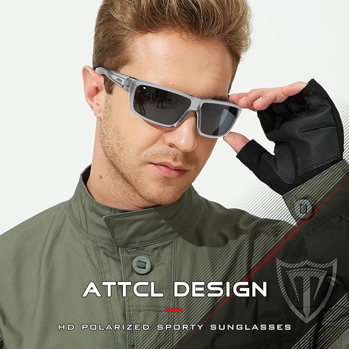ATTCL Polarized Wrap Fishing Sunglasses Men - Driving Sports Glasses UV Protection