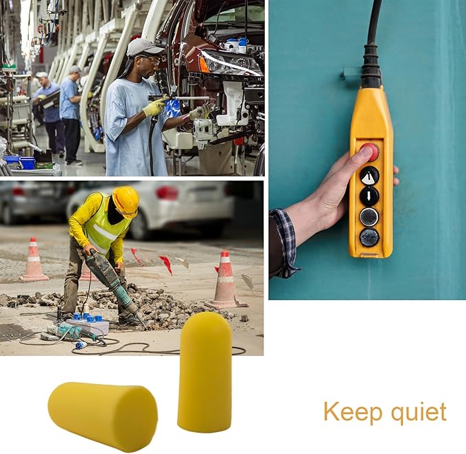 Soft Foam Earplugs 50 Pair,32dB Highest NRR for Noise Reduction,Safety Hearing Protection Ear Plugs for Eliminate The Noise,Contoured for Comfort Slow Rebound,Tapón para el oído (Yellow, Normal)