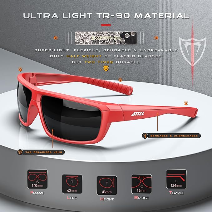 ATTCL Polarized Wrap Fishing Sunglasses Men - Driving Sports Glasses UV Protection