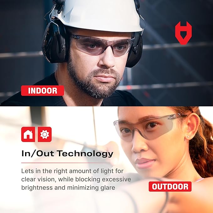 NoCry Lightweight Tinted Safety Glasses with UV 400 Protection, Anti Fog and Anti Scratch Coating and Grey Wrap Around Lenses; ANSI Z87.1 Certified
