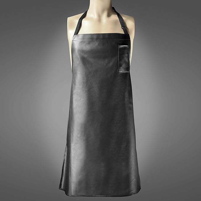 New Star Foodservice Vinyl Bib Apron with Leatherette Finish, Set of 2