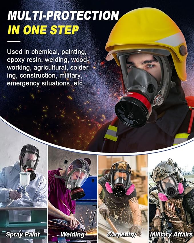 Gas Masks Survival Nuclear and Chemical, Full Face Gas Mask with 40mm Activated Carbon Filter & 60921 Filter, 6800 Respirator Mask for Gases, Vapors, Dust, Chemicals