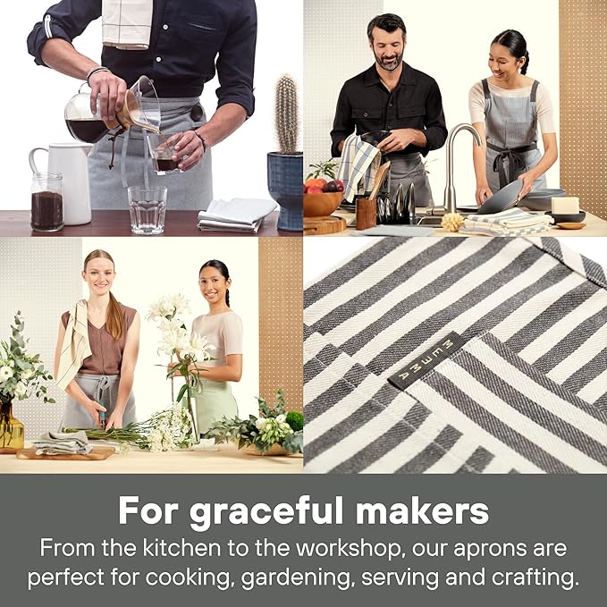 MEEMA Bistro Half Apron for Men & Women | Half Aprons for Women With Pockets | Delantales Para Meseros | Waitress Aprons | Server Apron with Pocket