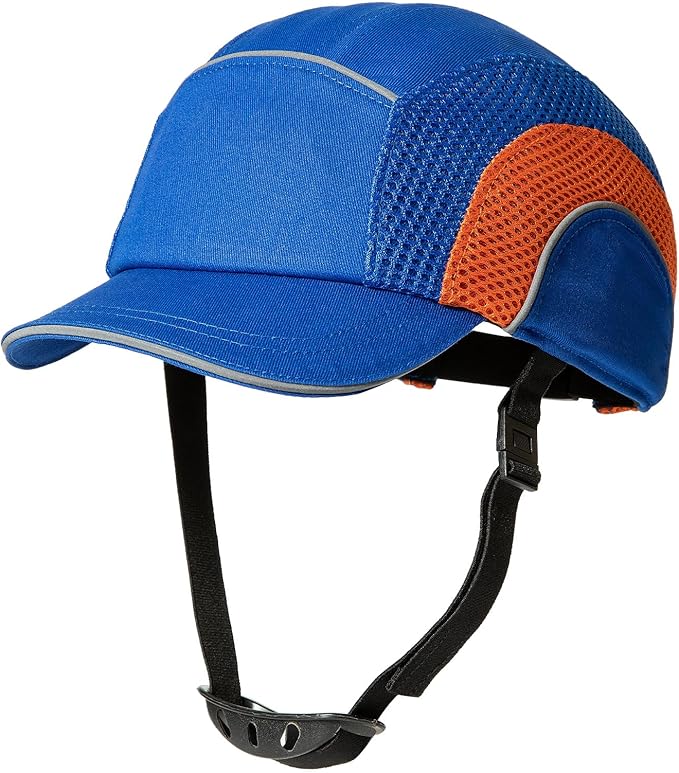 Lightweight Safety Bump Cap - Breathable Baseball Style Protective Hat with Reflective Stripes