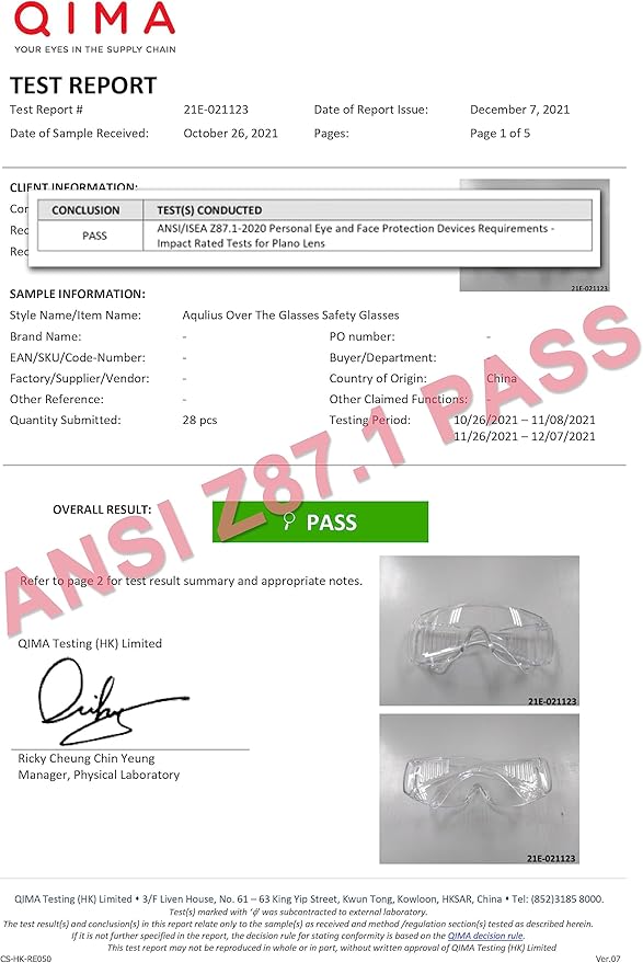 Aqulius Safety Glasses Over Eyeglasses - 3 Pack, OTG Style - Anti-Fog & Scratch-Resistant Safety Goggles Over Glasses Fit Over Prescription Eyewear