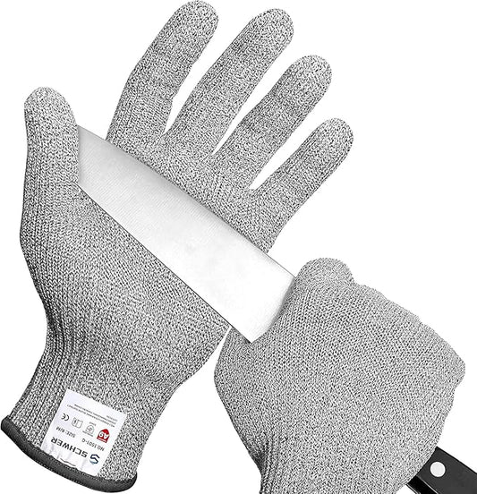 Schwer 10 Pairs ANSI A9 Cut Resistant Gloves, Food Grade Reliable Cutting Glove, Mandoline Glove for Kitchen Meat Cutting, Oyster Shucking, Fish Fillet Processing, Non-PFAS, PR1501-G, XL
