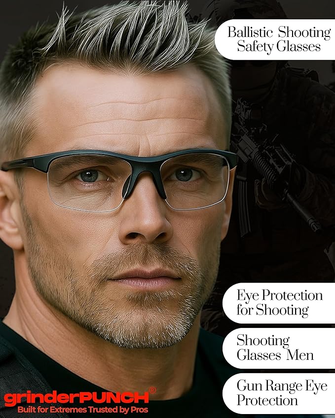 grinderPUNCH Tactical Shooting Glasses Military Grade Ballistic Impact Protection 100% UV Lenses ANSI Z87 Safety Glasses