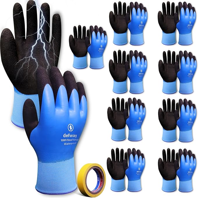 defway Insulated Work Gloves 1000V High Voltage Resistant Electrician Gloves Waterproof Work Gloves Rubber Non Slip Design