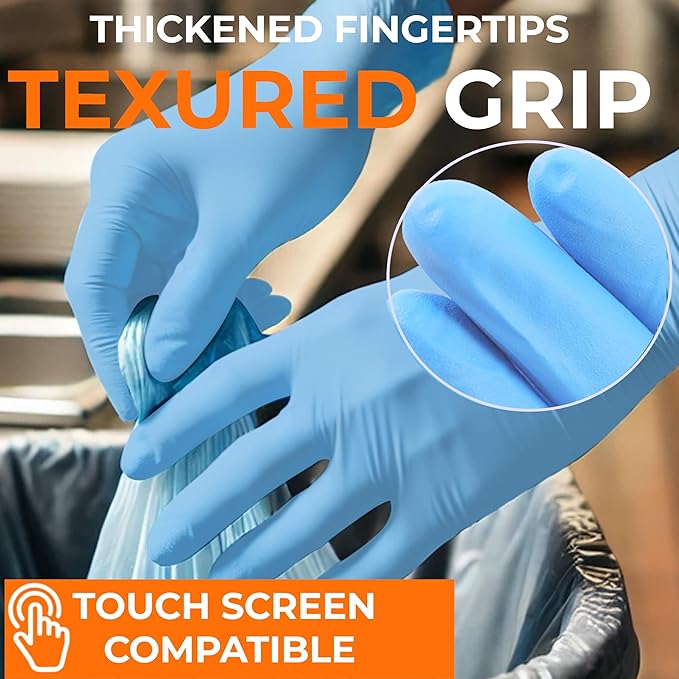 Serenelife 100 count Medium Gloves Nitrile Disposable Latex & Powder Free - Great for Kitchens, Food Handling & Cleaning Supplies - Soft & Comfortable fit - Vinyl & Nitrile blend - Medium -100 Pack