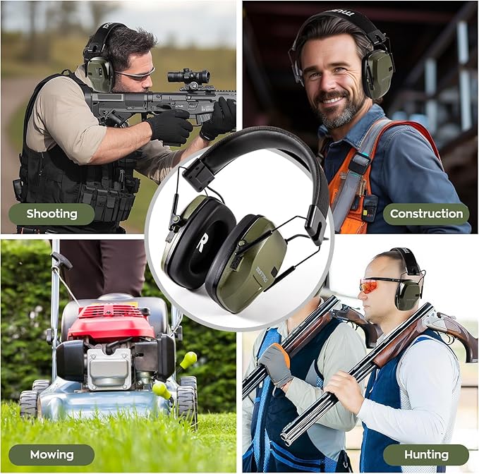 Rechargeable Shooting Ear Protection with Sound Amplification Electronic Earmuffs for Noise Reduction