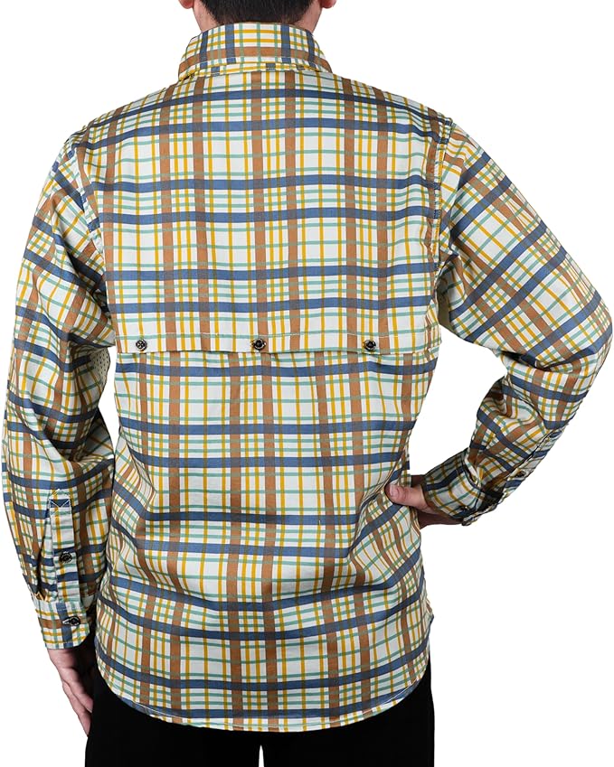 BOCOMAL FR Shirt for Summer Lightweight Vented Mesh Back and Underarm Breathable Flame Resistant Welding Button Down Shirts