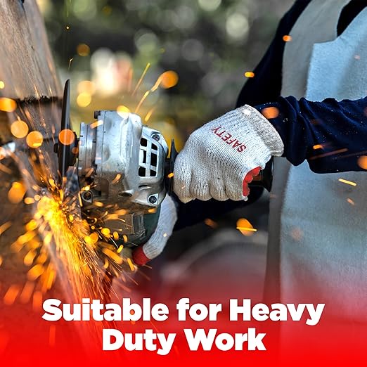 SAFETY Non-Slip 10 Pairs Red Latex Cotton Multi-Purpose Work Gloves- Nitrile Dipped & Rubber Palm Coated for a Firm Grip- Heavy Duty Premium-Construction-Moving-Warehouse-Garden-Gloves