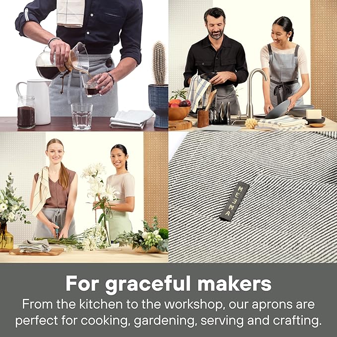 MEEMA Bistro Half Apron for Men & Women | Half Aprons for Women With Pockets | Delantales Para Meseros | Waitress Aprons | Server Apron with Pocket