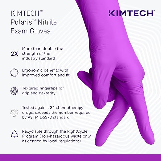 KIMTECH™ Polaris™ Nitrile Exam Gloves (62772), 5.9 Mil, Ambidextrous, 9.5”, M, 100 Nitrile Gloves/Box