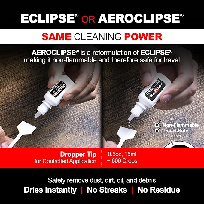 Sensor Cleaning Swab Kit - Eclipse Optic Cleaning Solution (0.5oz/15ml) + Type-3 Sensor Swab Ultra 24mm (Pack of 6) - for Full Frame CMOS and CCD Sensors - Dust & Oil Remover
