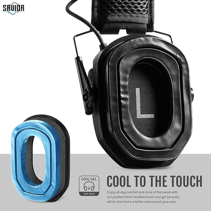 Savior Equipment Apollo Electronic Earmuffs For Shooting w/Gel Ear Pads, 24dB NRR, Noise Cancelling Ear Protection Headset