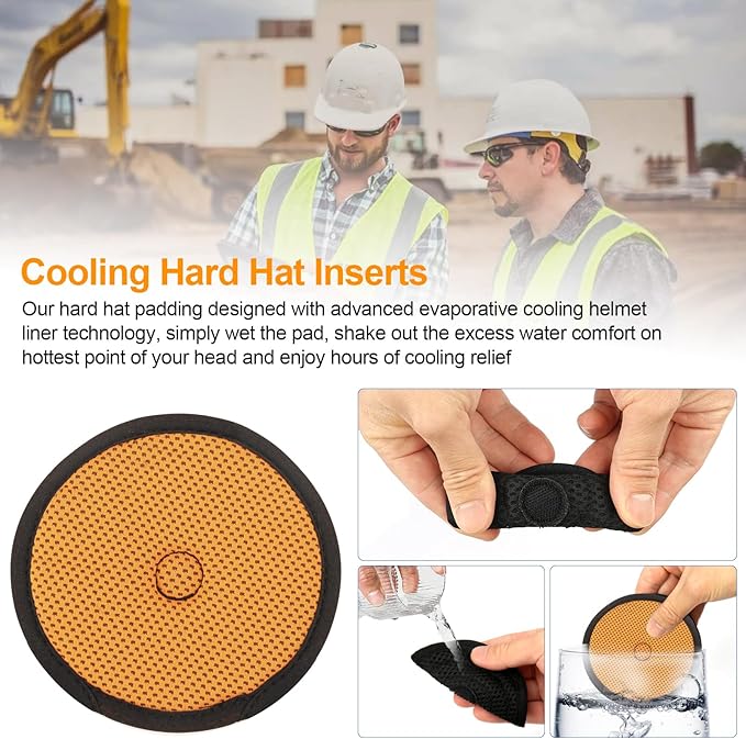 Hard Hat Top Pad Liner Replacement, Hard Hat Padding fit for Most Construction and Work Helmets, Cooling Inserts Reusable Washable Top Pad Suspension Cushion Replacement Accessorie - Orange 8 Pack