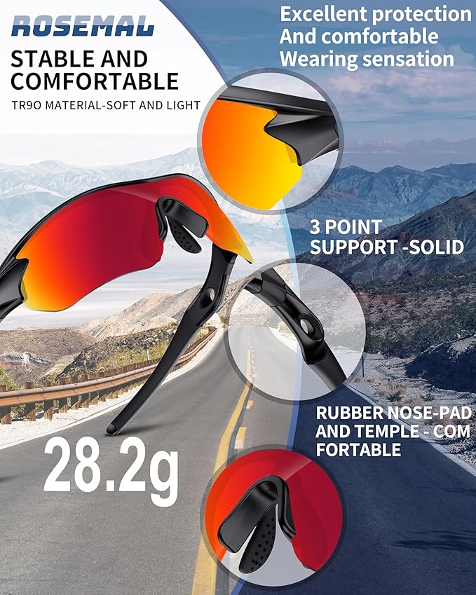 Polarized Sports Sunglasses for Men Women Youth Baseball Running Fishing Tennis Golf Cycling Driving Motor TAC UV400 TR90