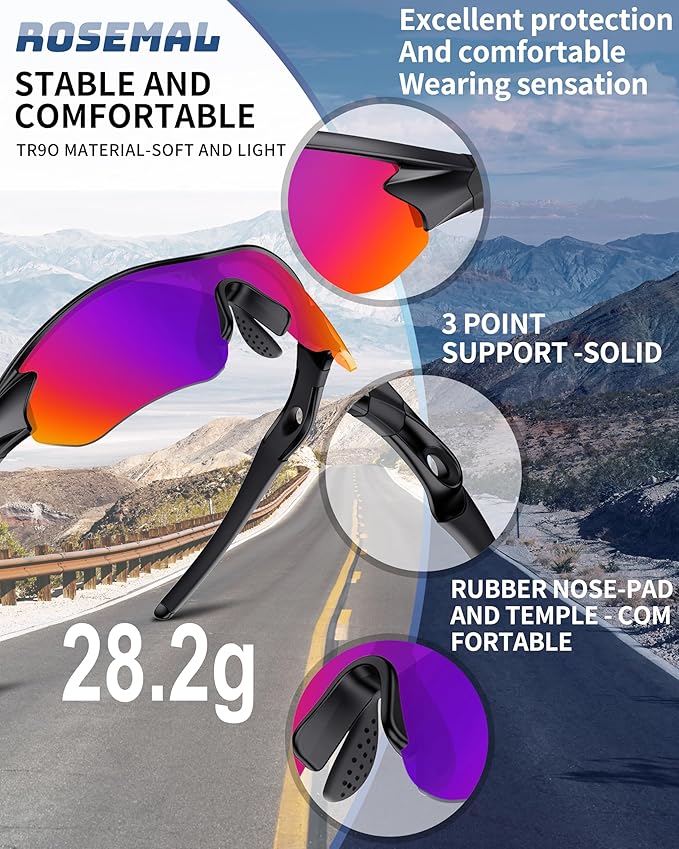 Polarized Sports Sunglasses for Men Women Youth Baseball Running Fishing Tennis Golf Cycling Driving Motor TAC UV400 TR90