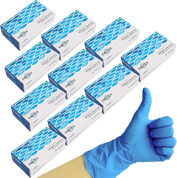 FINITEX Nitrile Disposable Medical Exam Gloves 4 mil Powder-free Latex-Free 100 PCS Examination Home Cleaning Food Gloves