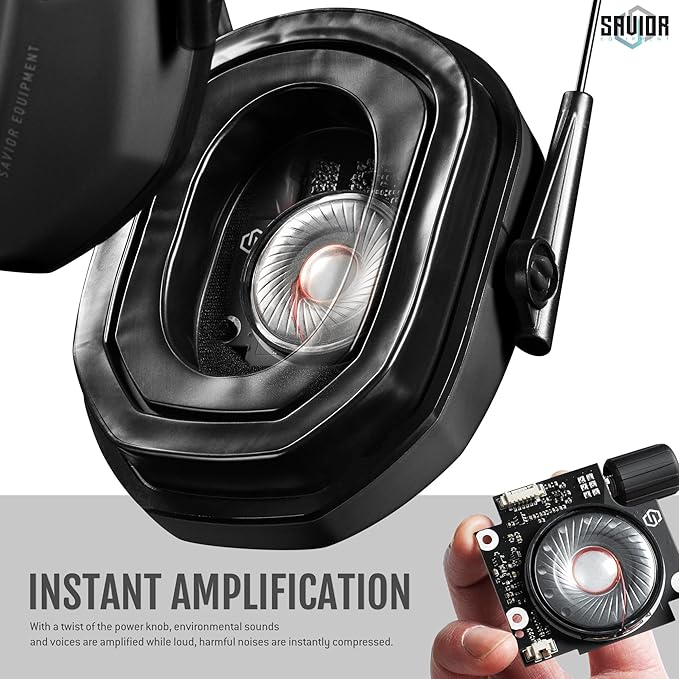 Savior Equipment Apollo Electronic Earmuffs For Shooting w/Gel Ear Pads, 24dB NRR, Noise Cancelling Ear Protection Headset