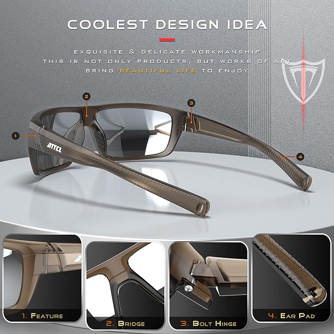ATTCL Polarized Wrap Fishing Sunglasses Men - Driving Sports Glasses UV Protection