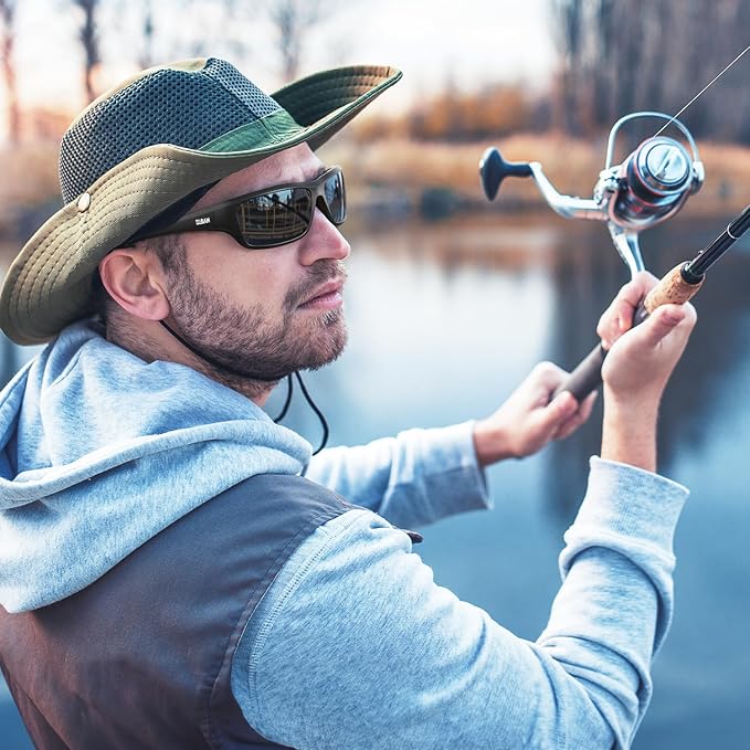 Polarized Sports Sunglasses for Men Women, Ideal for Fishing Running Driving Wrap Around Sunglasses, UV400 Protection