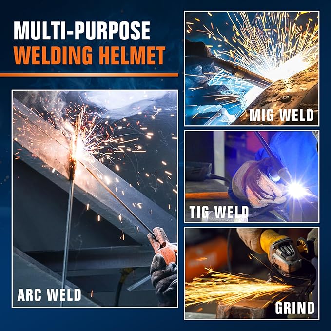 Welding Hood Auto Darkening Welding Helmet with Light True Color 1/1/1/2 Top Optical Clarity Wide Shade 9-13 Welding Mask with Grinding Weld Helmet (TRQ-HD01)