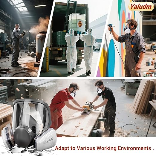 Full Face Respirator Mask with Filter, Reusable Mask Respirators with 6001 Activated Carbon Filter, Gas Masks for Painting, Dust, Welding, Cutting, Woodworking, Chemical, Organic Vapor