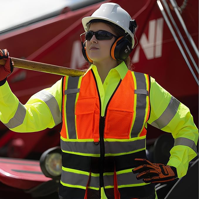 AYKRM 11 color High Vis Reflective Safety Vest for Women Men Security Pocket Zipper