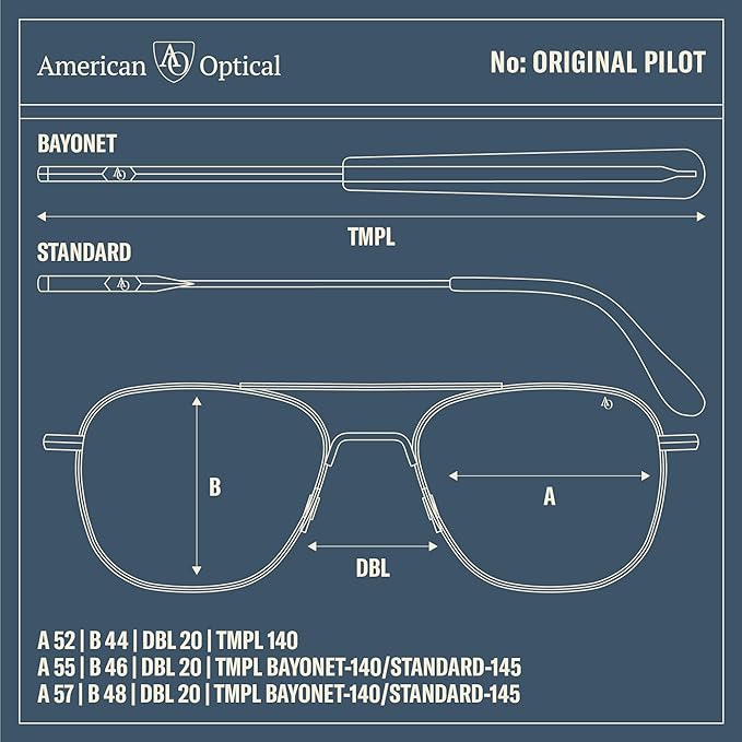 AO Americal Optical Original Pilot Glass Lenses Sunglasses | SkyMaster Glass Lenses | Polarized and Non-Polarized Available