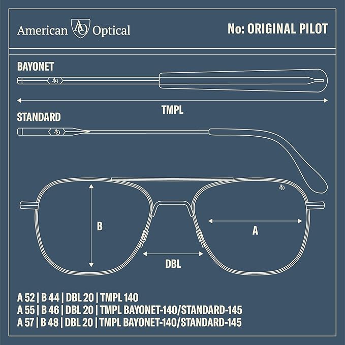 AO Americal Optical Original Pilot Glass Lenses Sunglasses | SkyMaster Glass Lenses | Polarized and Non-Polarized Available