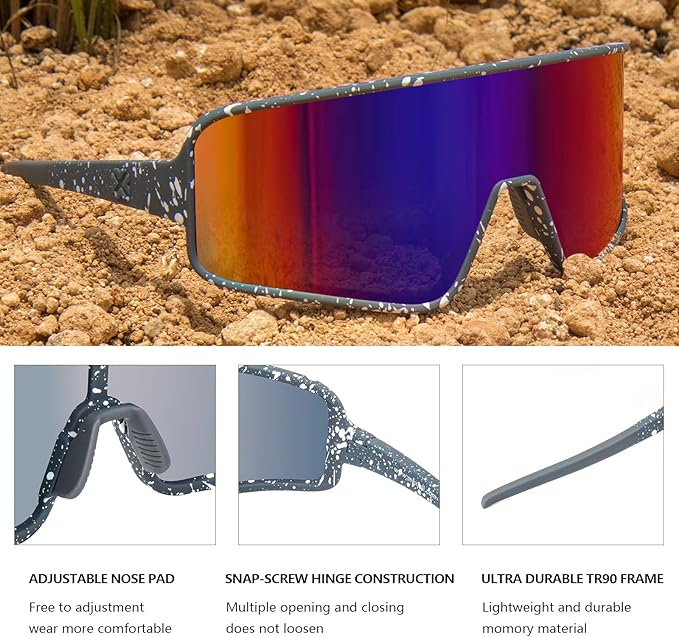 MAXJULI Polarized Sunglasses for Men Women, Windproof Outdoor Sports Cycling Running UV400 Protection Sun Glasses 8121