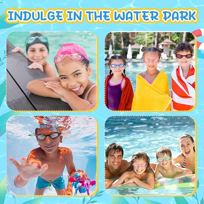 Flutesan 6 Pack Swimming Goggles Adult Kids Anti Fog Pool Goggles with Ear Plugs Nose Clip No Leaking Full Protection
