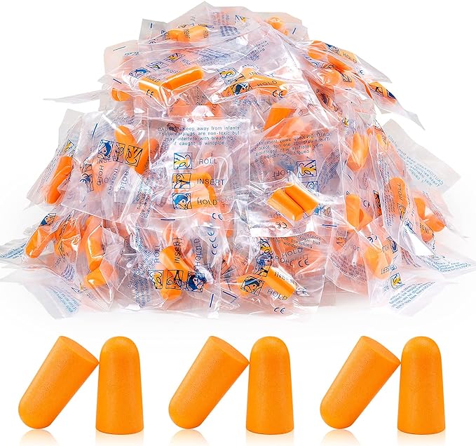 Orange Foam Ear Plugs 100 Pairs (200 Count) - 33dB NRR Highest Protection, Soft & Comfortable Noise Canceling Earplugs for Sleeping, Work, Snoring, Construction, Loud Noise