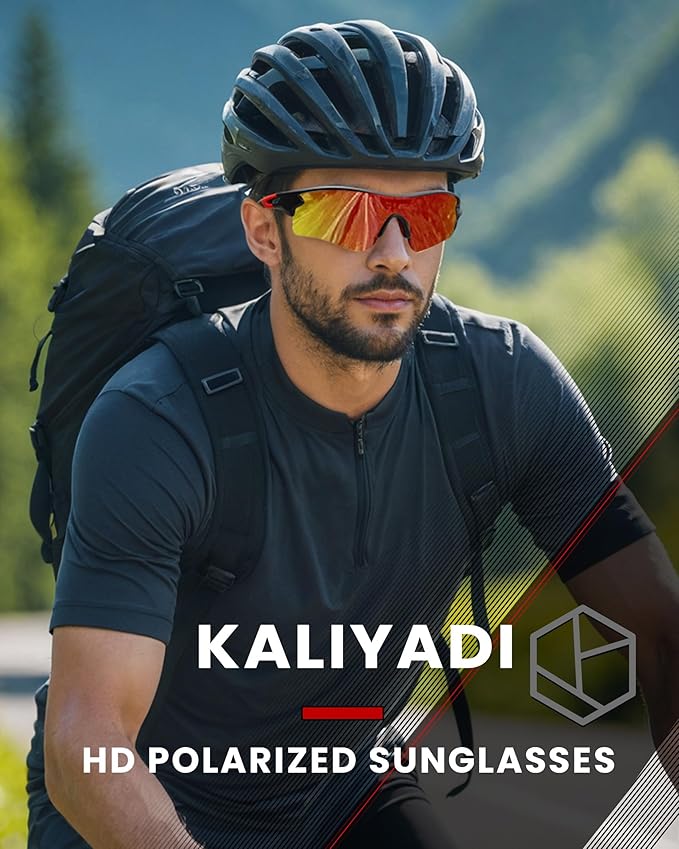 KALIYADI Sports Sunglasses Polarized Sunglasses-Men: Mens Sunglasses with UV400 for Golf Running Fishing