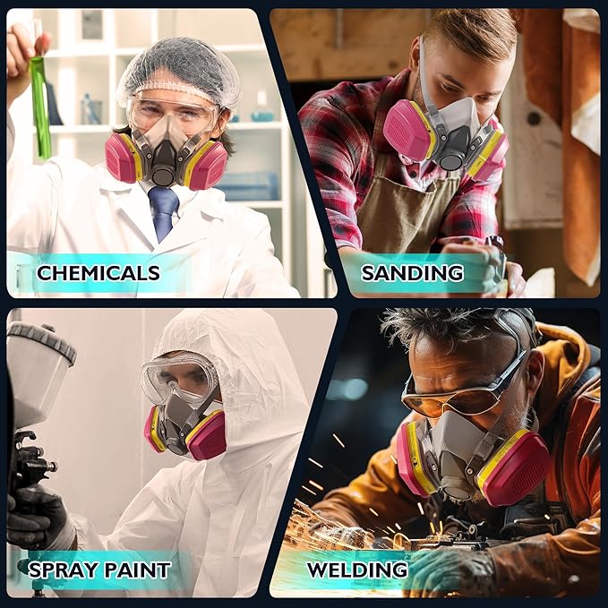 Gas Respirator Mask With 6001 Filters, Gas Masks Survival Nuclear and Chemical for Painting, Dust, Organic Vapors