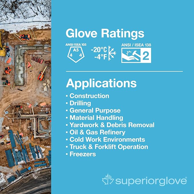 Superior Glove Endura Cut and Impact Resistant Leather Work Gloves – Insulated for Cold Winter Temperatures – 378KGTVB Small (Pack of 1 Pair)