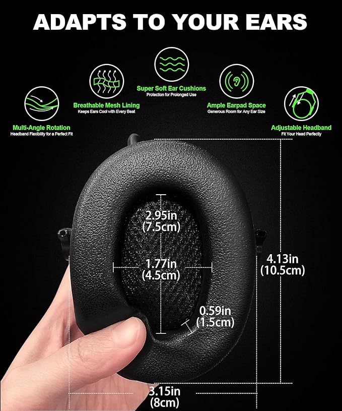PROHEAR 033 Upgraded Bluetooth Hearing Protection AM FM Radio Headphones, 31SNR Noise Reduction Ear Muffs with Long-Lasting Stable Rechargeable Battery, 50 Hrs for Mowing Snowblowing, Black
