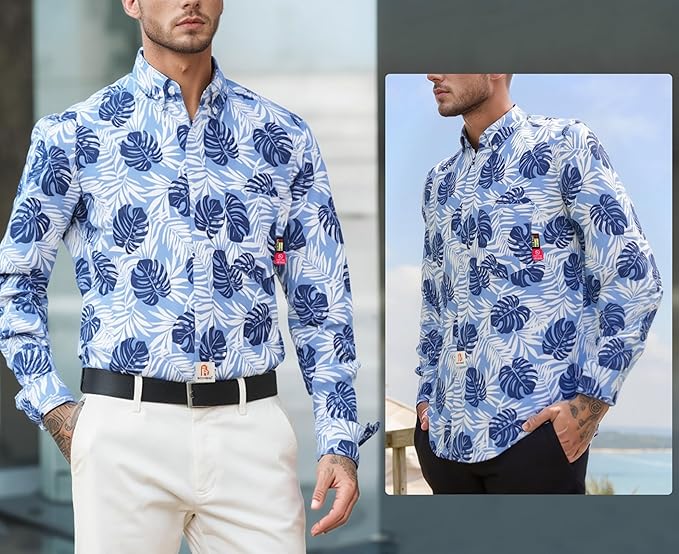 BOCOMAL FR Shirts Printed Paisley/Hawaii Lightweight Pearl Snaps/Button Down Flame Resistant NFPA2112 CAT2 Work Shirt