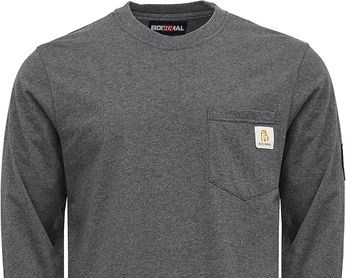 BOCOMAL FR Shirts Lightweight Classic Crew Long Sleeve Fire Resistant Shirt CAT2