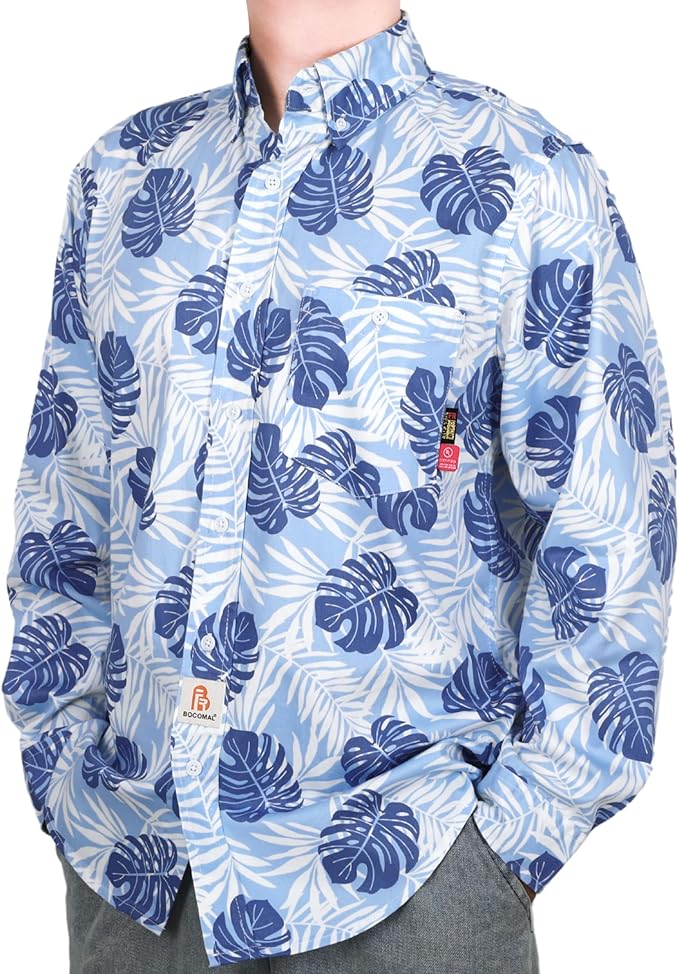 BOCOMAL FR Shirts Printed Paisley/Hawaii Lightweight Pearl Snaps/Button Down Flame Resistant NFPA2112 CAT2 Work Shirt