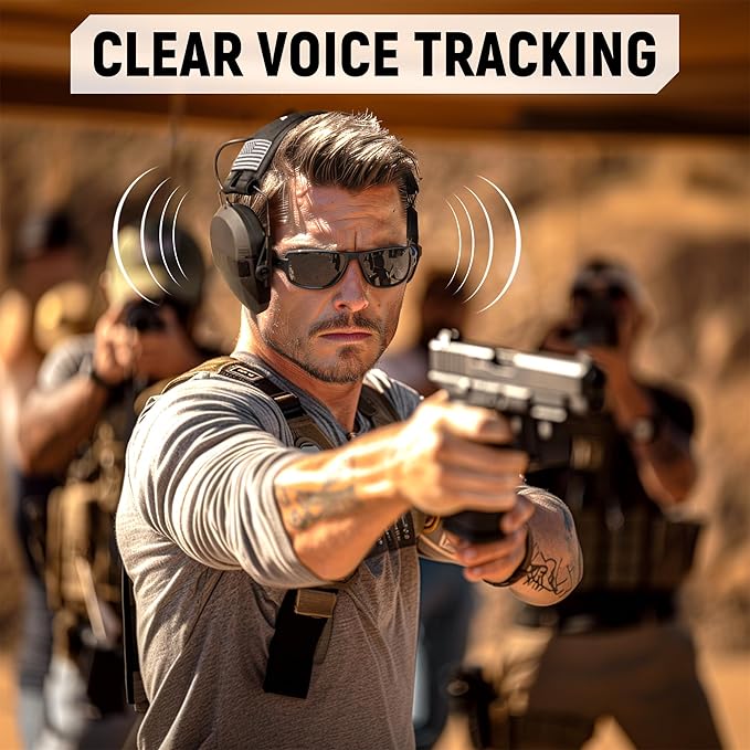 Shooting Ear Protection for Gun Range, Active Noise Reduction NRR 23dB, Shooting Ear Muffs Hearing Protection