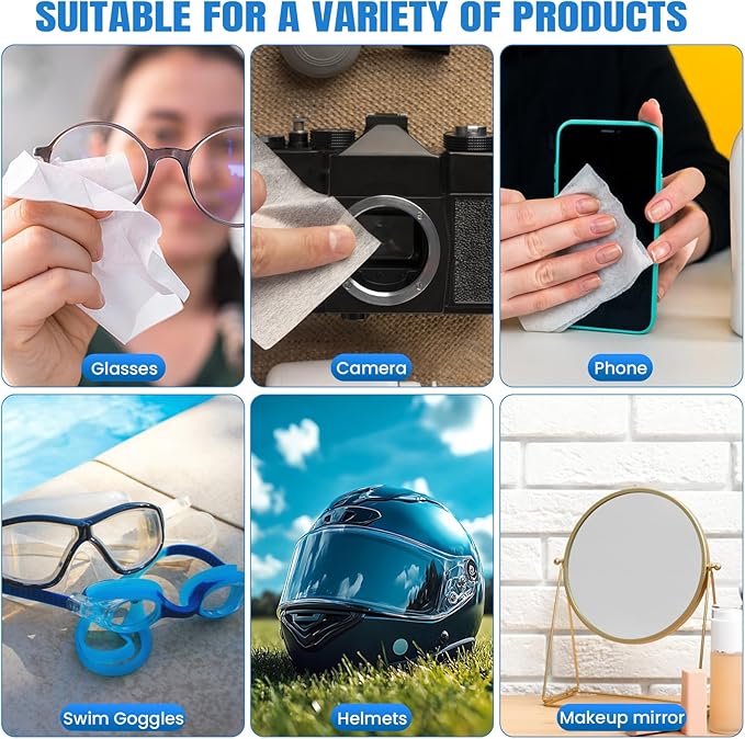 VOISEN Lens Wipes for Eyeglasses,160 Pack Eye Glasses Cleaner Wipes,Pre-Moistened Individually Wrapped Lens Wipes,Non-Scratching Non-Streaking,Safe for Eyeglasses, Goggles, Camera Lens, Phone