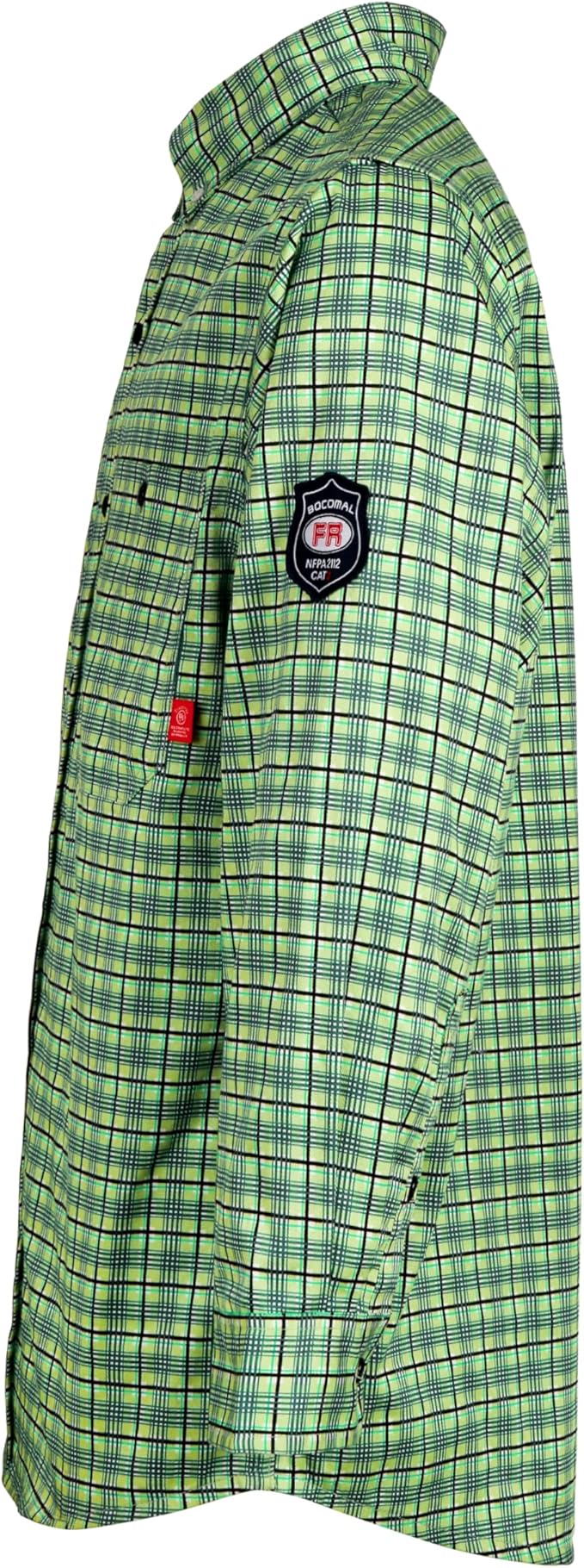 BOCOMAL FR Shirts Flame Resistant NFPA2112/CAT2 6.5oz Light Weight Printed Fire Retardant Plaid Shirt