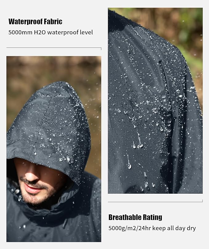 SWISSWELL Mens Women Rain Suit Rain Jacket and Pants Waterproof Lightweight Windbreaker with Detachable Hood for Golf Fishing