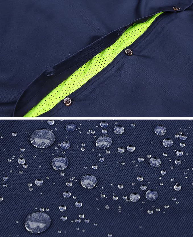 BOCOMAL FR Shirt for Summer Lightweight Vented Mesh Back and Underarm Breathable Flame Resistant Welding Button Down Shirts