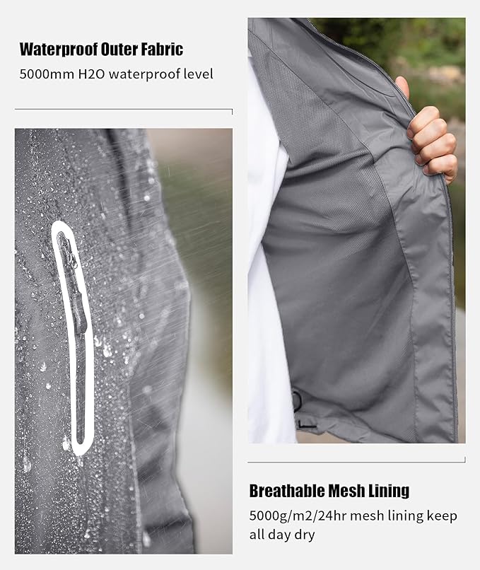 SWISSWELL Men's Waterproof Golf Rain Suit Rain Gear Jacket and Pant Outdoor Lightweight Hooded Raincoat