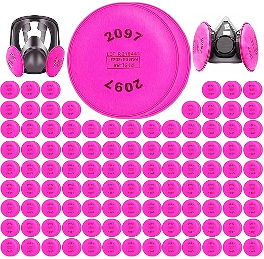 200PCS 2097 Filter P-100 Particulate Filter Installed on Filter Retainer Replacement Cotton for 6000 6200 6800 7000 FF-4 Series Respirator Mask Use for Against Dust Torch Cutting Chemicals