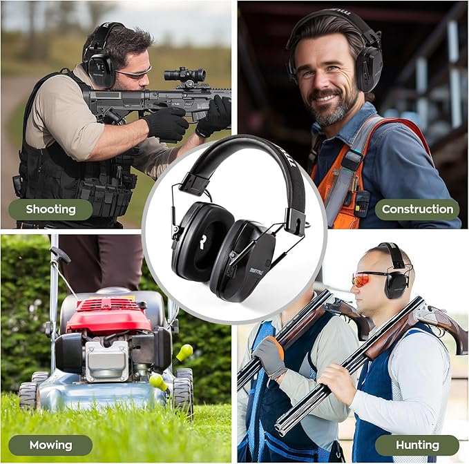Rechargeable Shooting Ear Protection with Sound Amplification Electronic Earmuffs for Noise Reduction